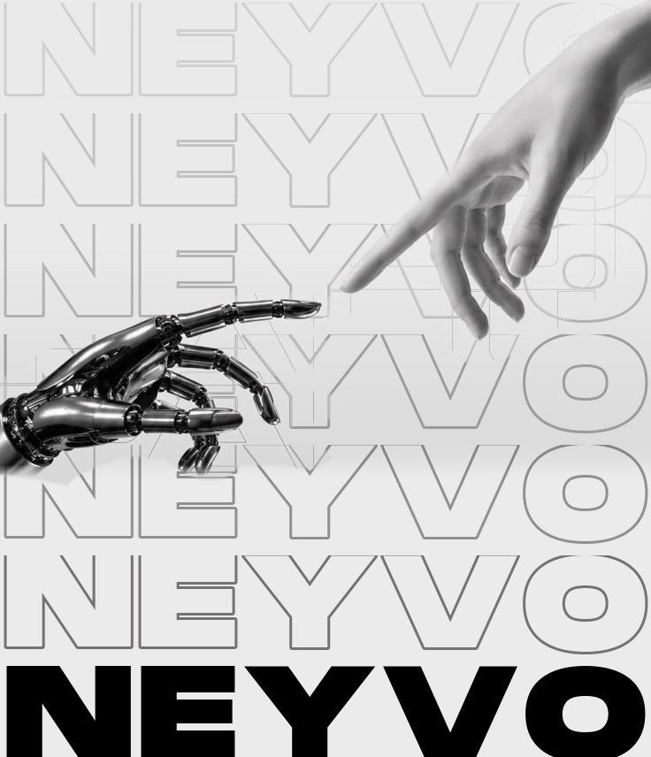Neyvo AI Innovation Hands Touching in Modern Studio Space